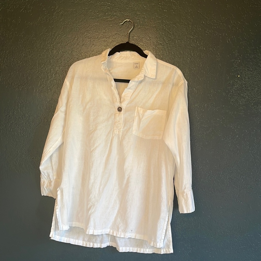 White Old Navy 55% Linen Tunic
